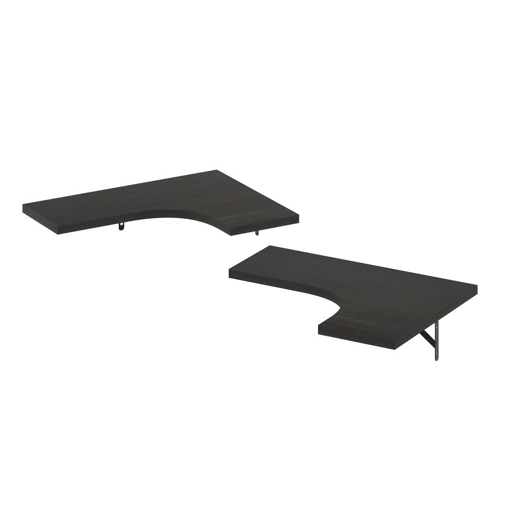 Furinno Rossi Wall Mounted Corner L-Shape Floating Display Shelves, Espresso, Set of 2. Picture 1