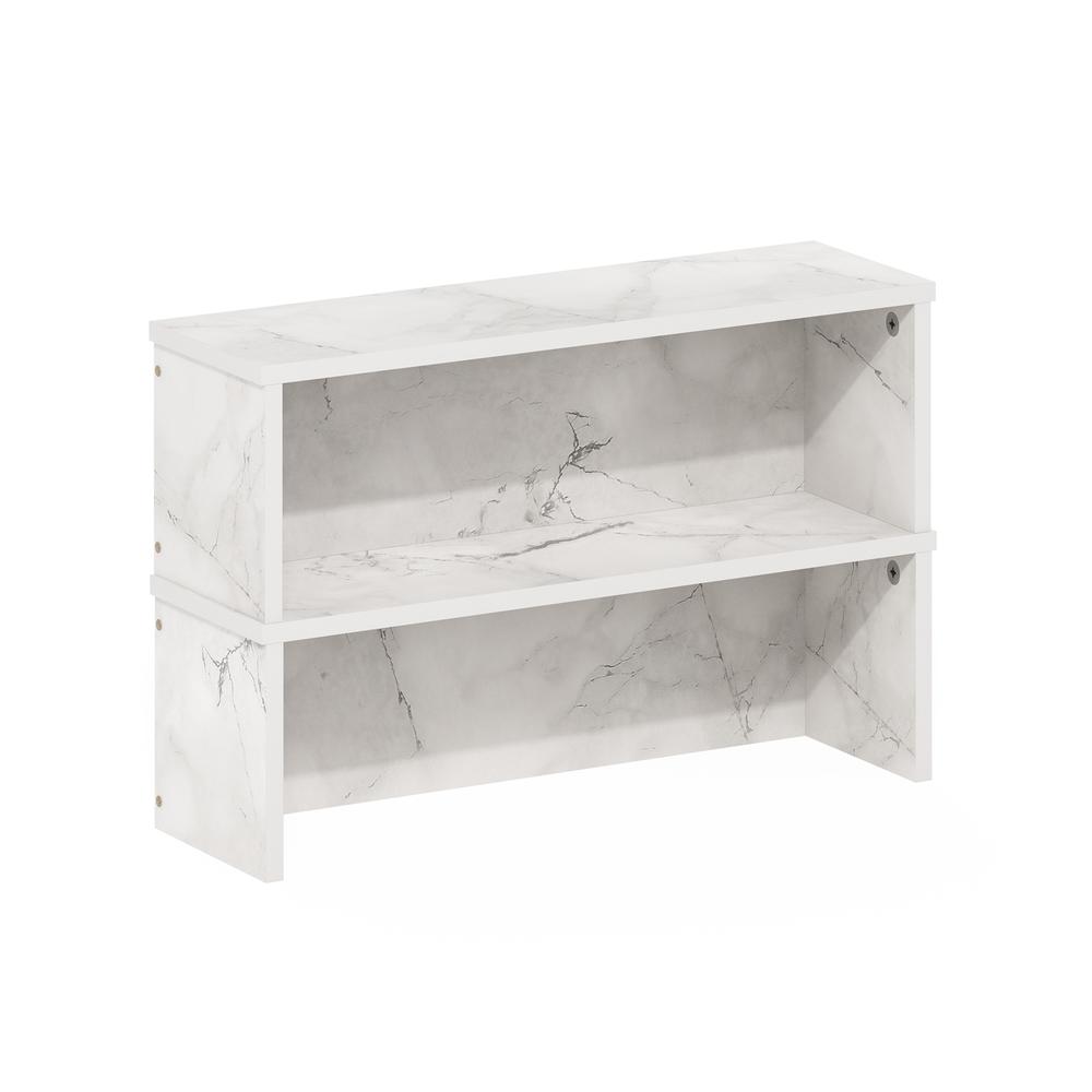 Furinno Helena 18-Inch Kitchen Counter Stackable Organizer Shelf, Marble White, Set of 2. Picture 1
