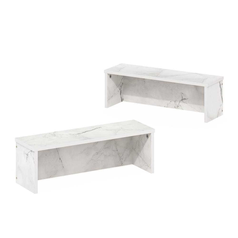 Furinno Helena 18-Inch Kitchen Counter Stackable Organizer Shelf, Marble White, Set of 2. Picture 3