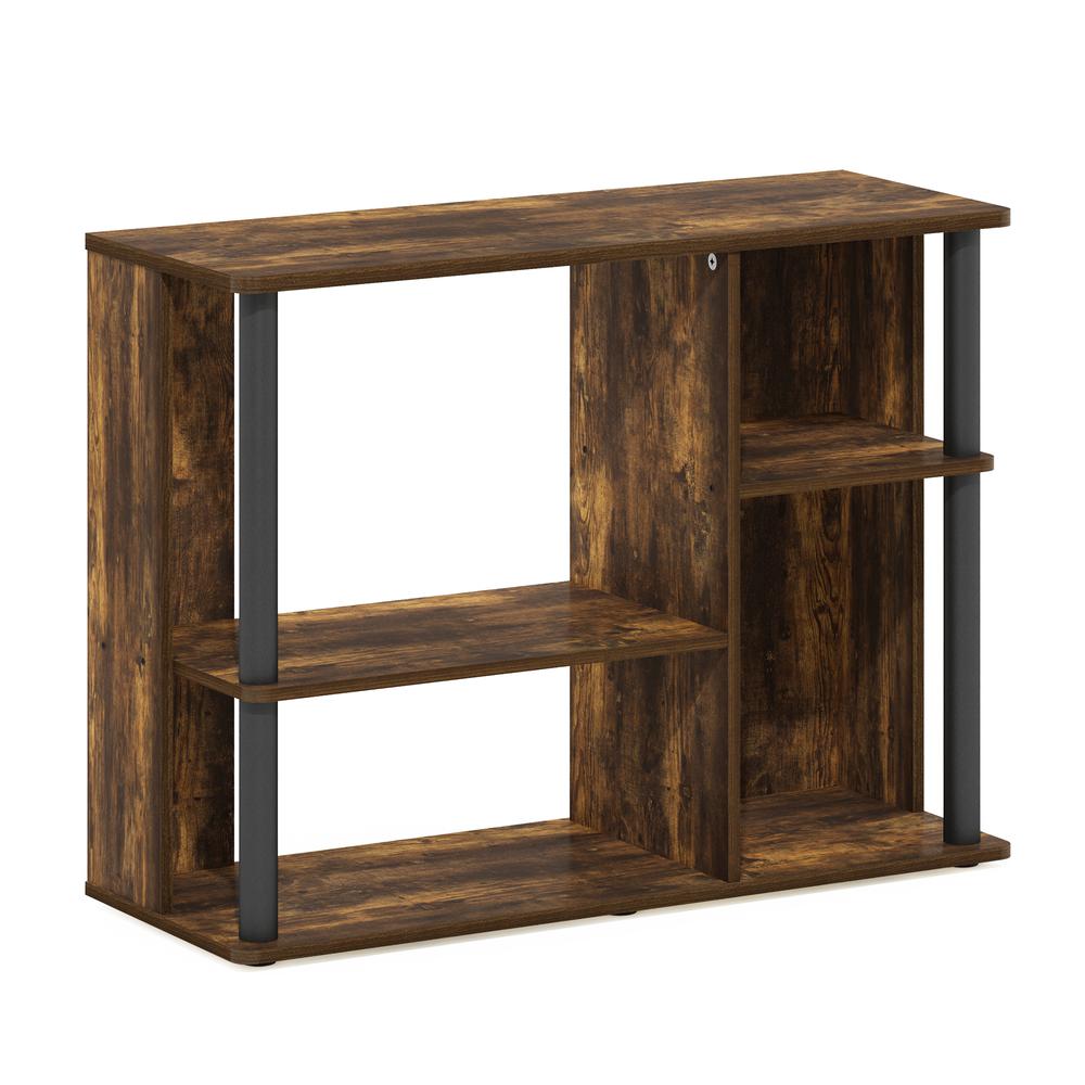 Furinno Classic TV Stand with Plastic Poles for TV up to 40-Inch, Amber Pine/Black. Picture 1