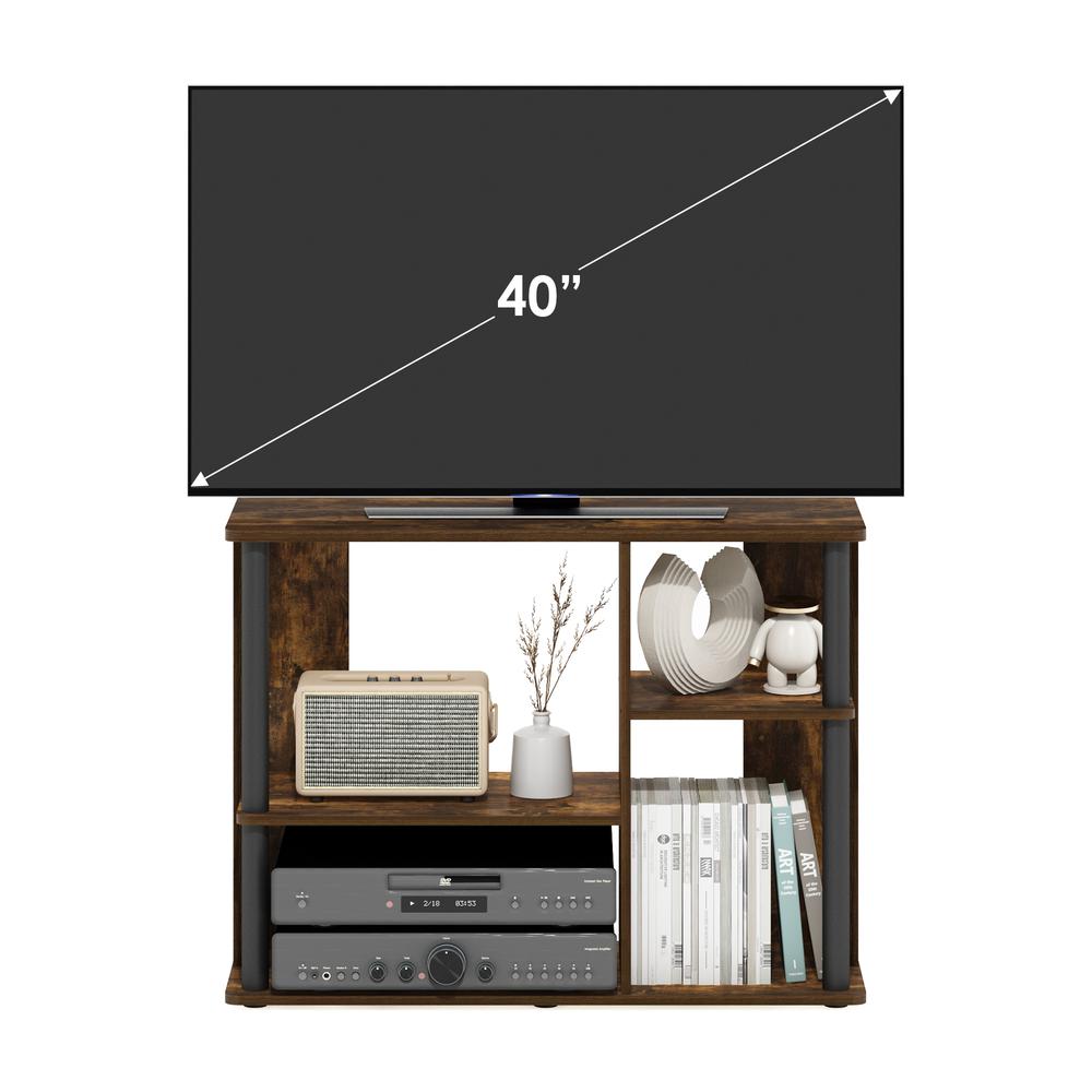 Furinno Classic TV Stand with Plastic Poles for TV up to 40-Inch, Amber Pine/Black. Picture 5