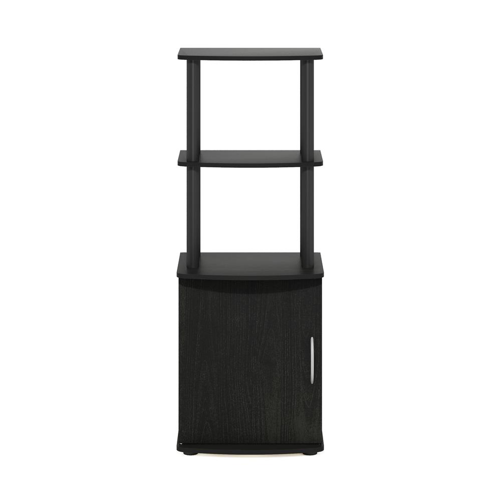 Furinno Turn-N-Tube 2-Tier Tall TV Entertainment Side Table Display Rack with Storage Cabinet, Blackwood/Black. Picture 3