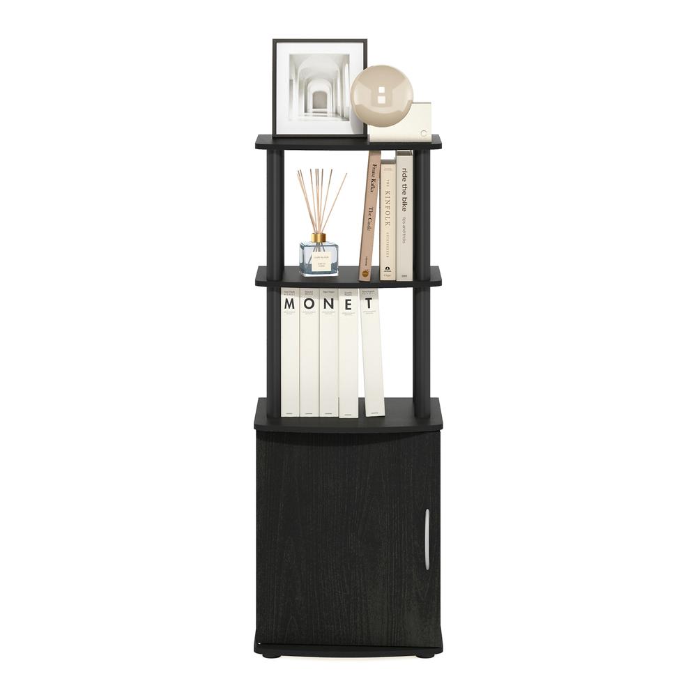 Furinno Turn-N-Tube 2-Tier Tall TV Entertainment Side Table Display Rack with Storage Cabinet, Blackwood/Black. Picture 6