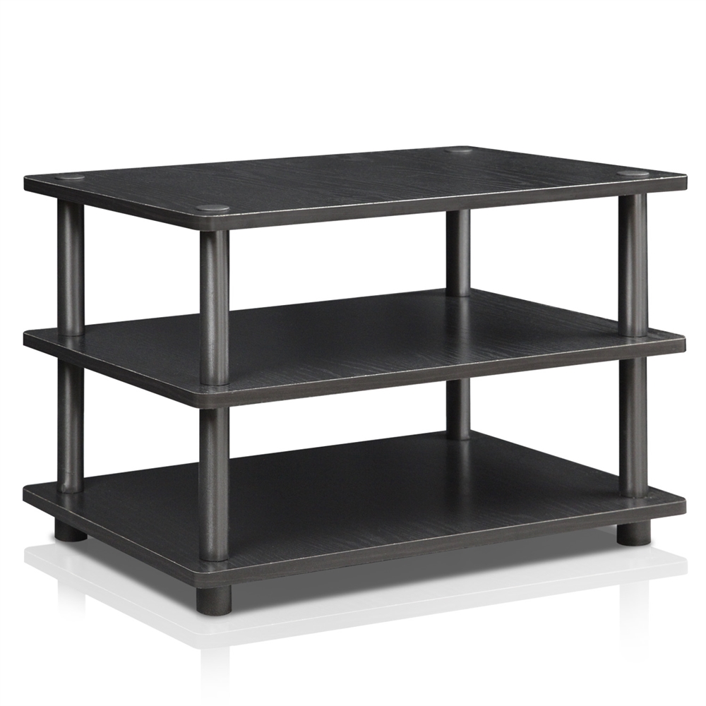Turn-N-Tube Easy Assembly 3-Tier Corner TV Stand, Blackwood. Picture 1