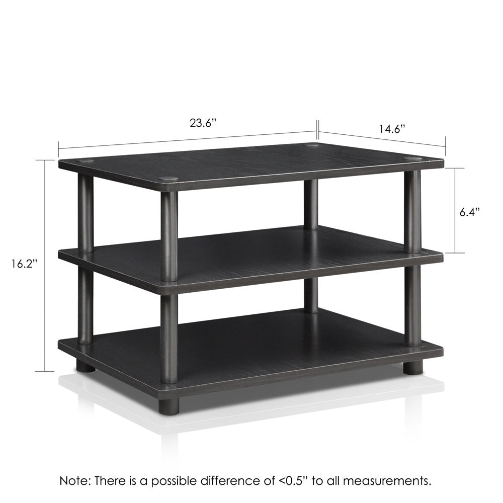 Turn-N-Tube Easy Assembly 3-Tier Corner TV Stand, Blackwood. Picture 2