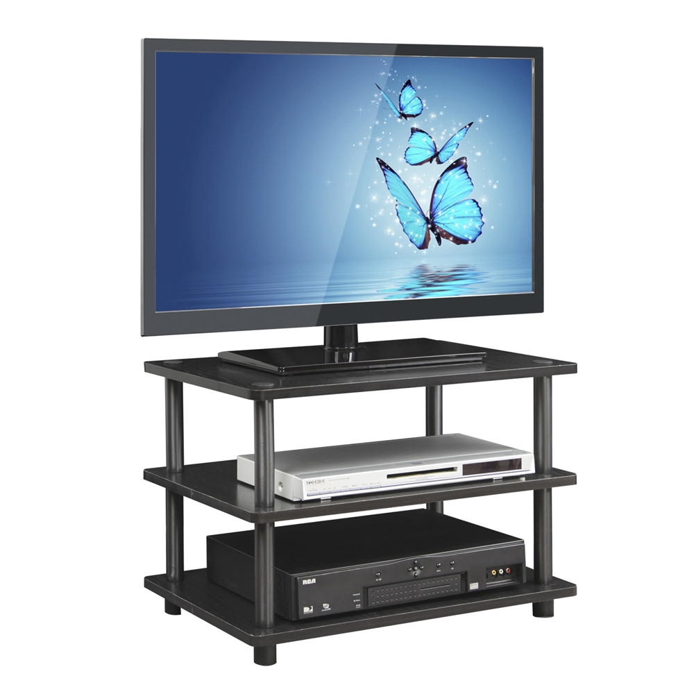 Turn-N-Tube Easy Assembly 3-Tier Corner TV Stand, Blackwood. Picture 3
