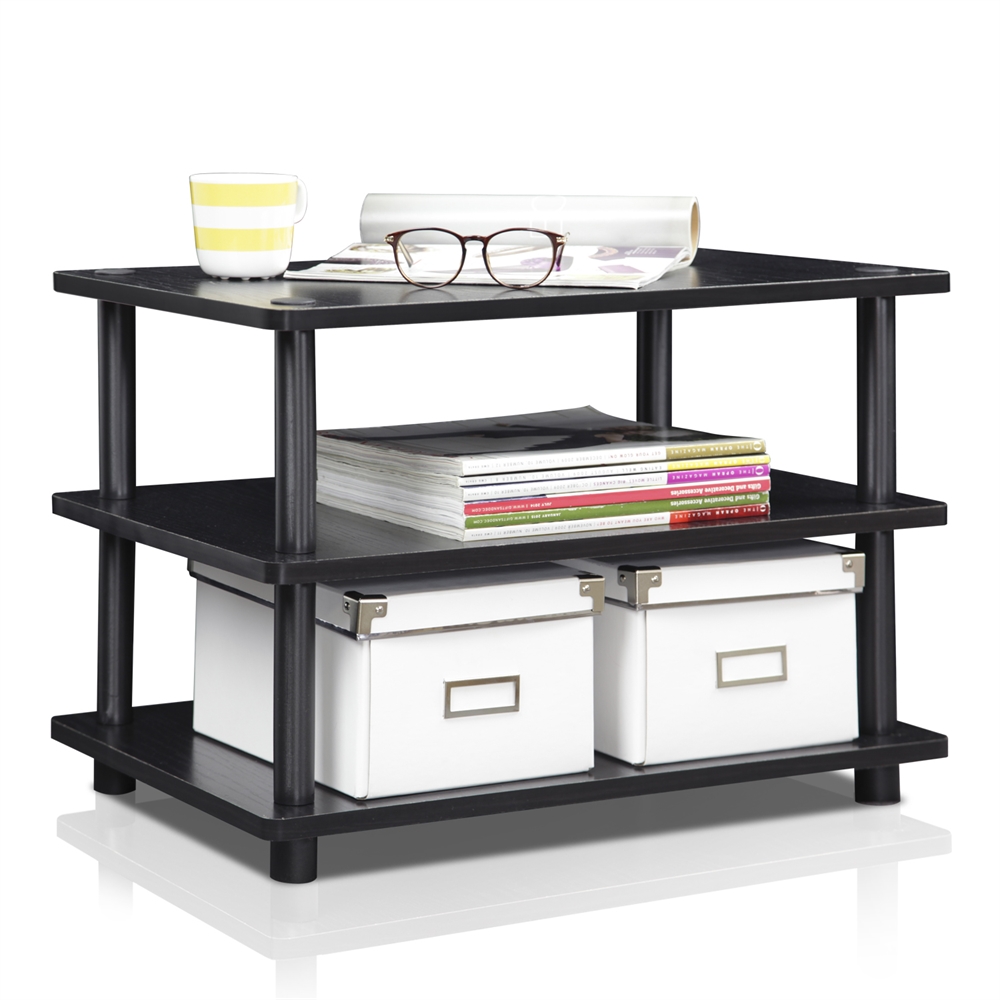Turn-N-Tube Easy Assembly 3-Tier Corner TV Stand, Blackwood. Picture 4