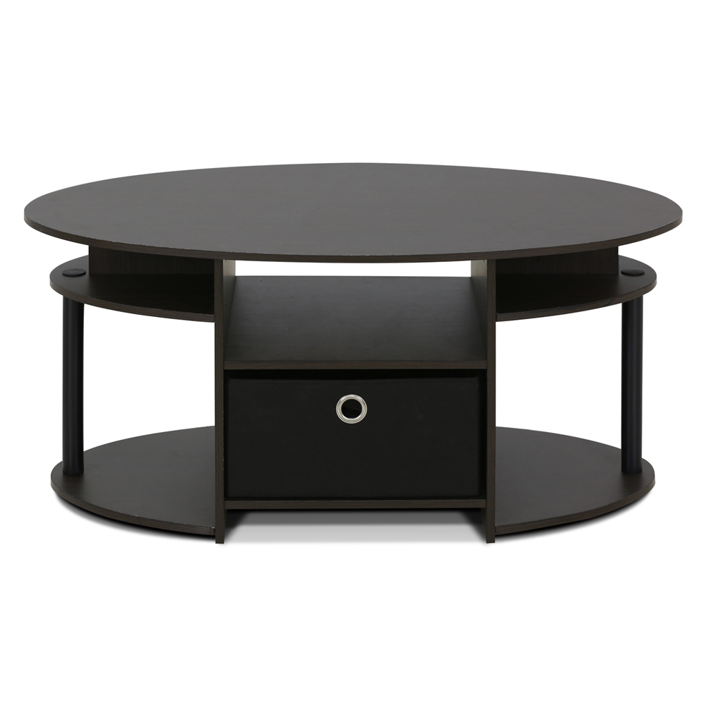 JAYA Simple Design Oval Coffee Table with Bin, Walnut,. Picture 5