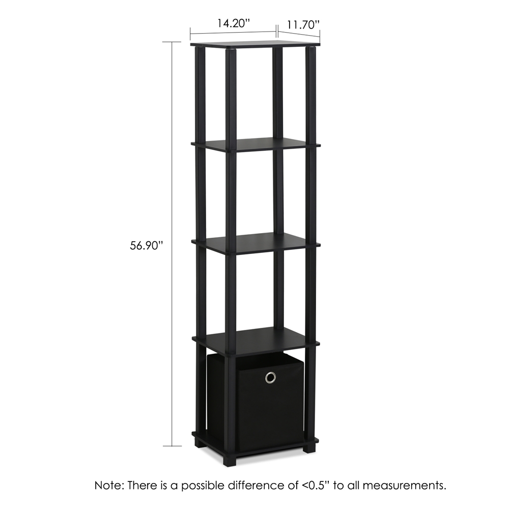 TNT No Tools 5-Tier Display Decorative Shelf with One Bin, Black,. Picture 2