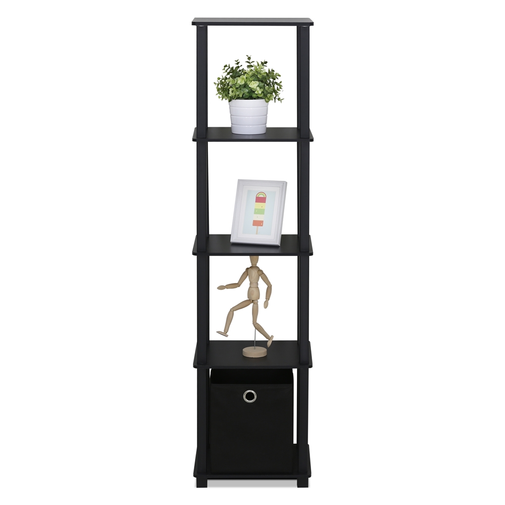 TNT No Tools 5-Tier Display Decorative Shelf with One Bin, Black,. Picture 4