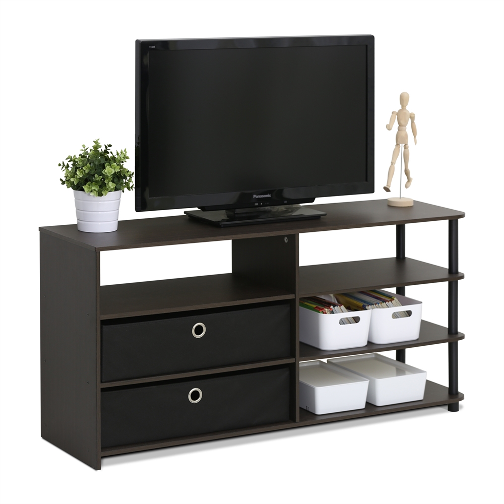 JAYA Simple Design TV Stand for up to 50-Inch with Bins, Walnut,. Picture 3