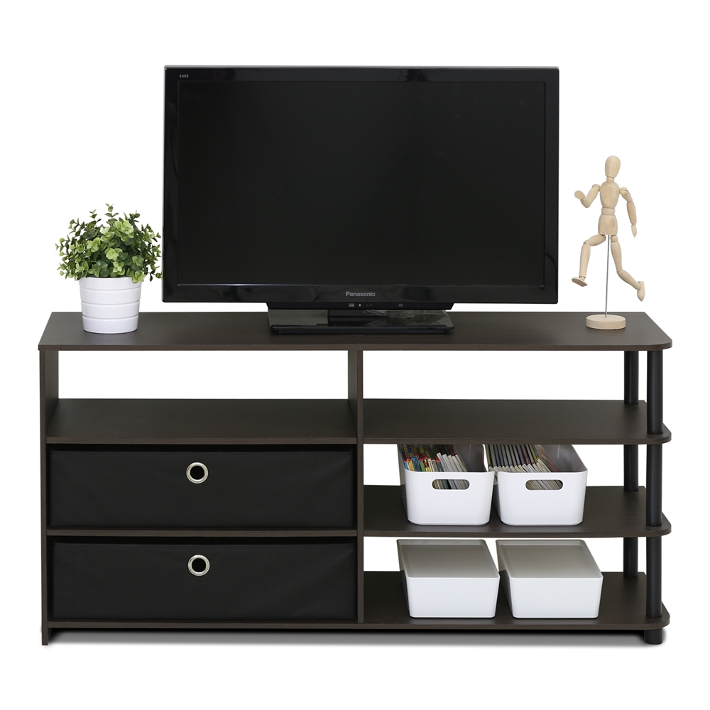 JAYA Simple Design TV Stand for up to 50-Inch with Bins, Walnut,. Picture 5