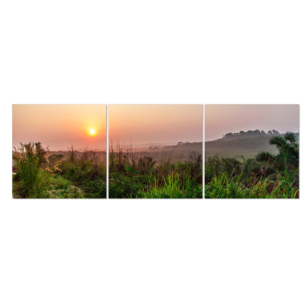 Seni Dawn Scenery 3-Panel MDF Framed Photography Triptych Print, 48 x 16-inch. Picture 1