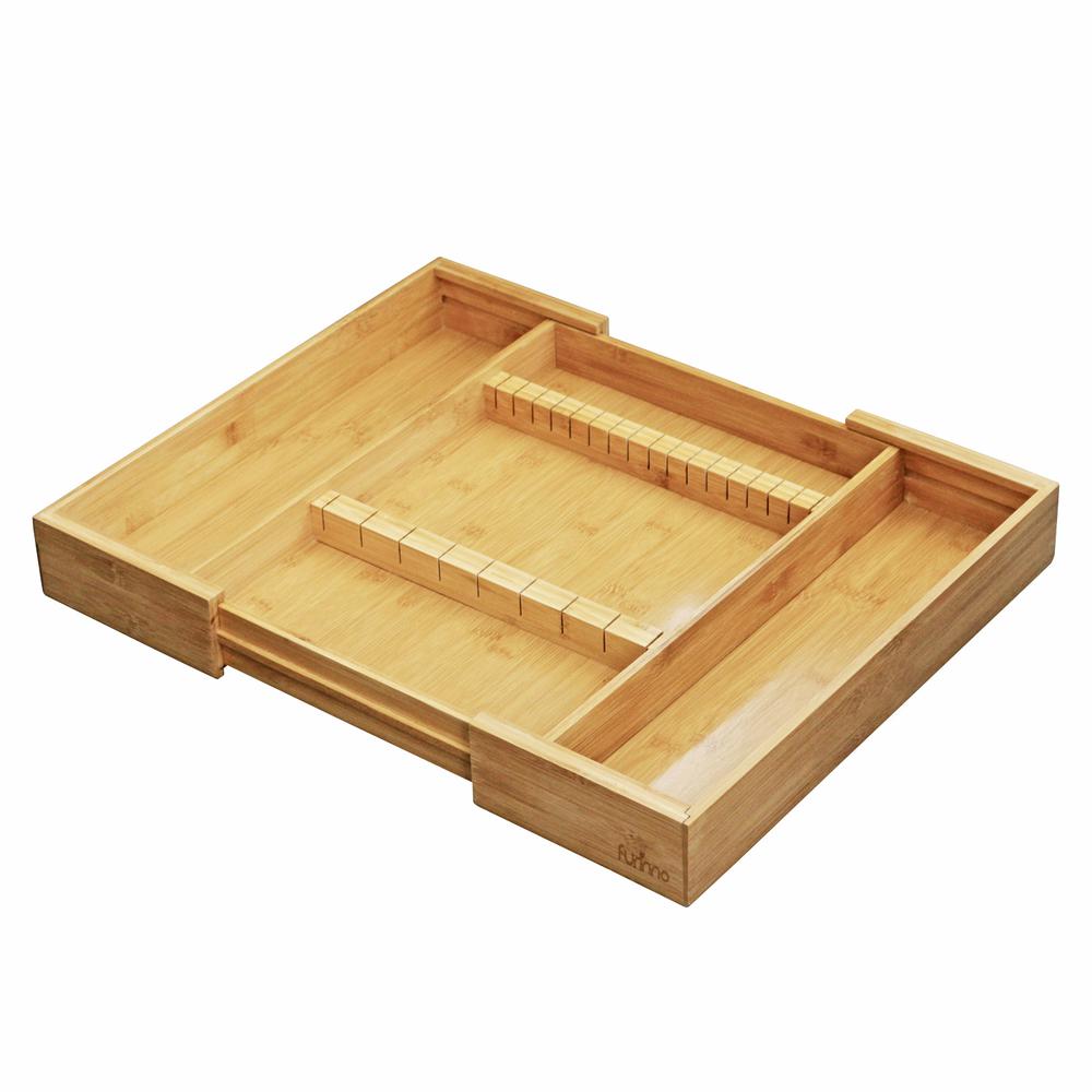 DaPur Bamboo Expandable Drawer Organizer with Cutlery Storage. Picture 1