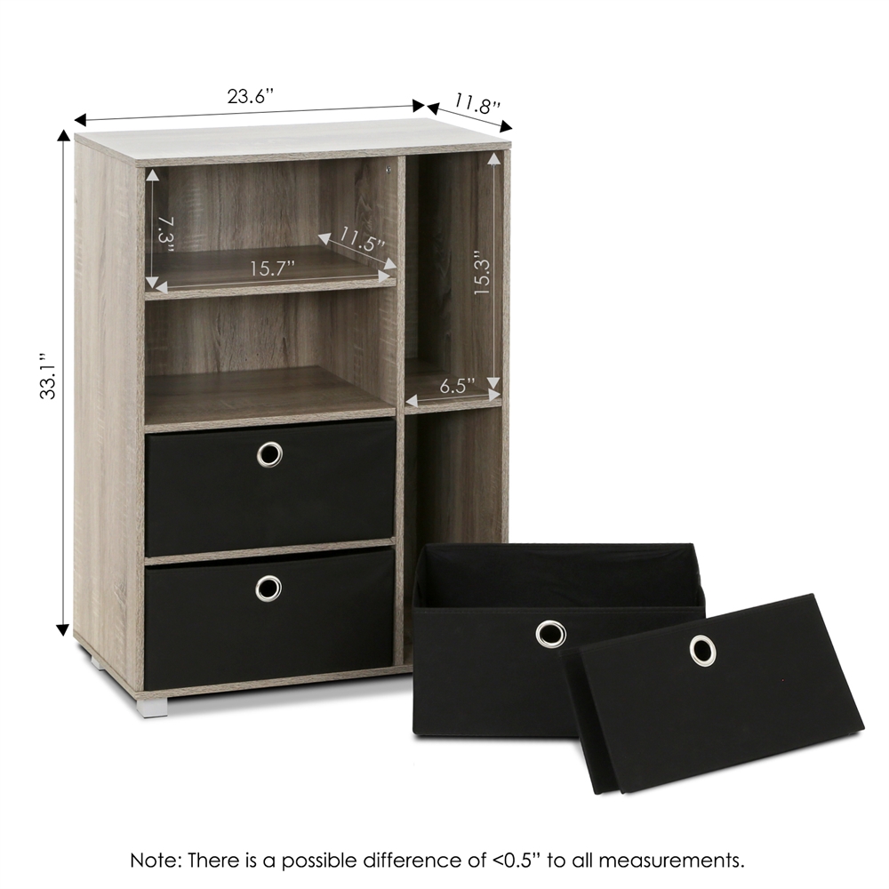 Multipurpose Storage Cabinet w/4 Bin-Type Drawers, French Oak Grey/Black. Picture 2