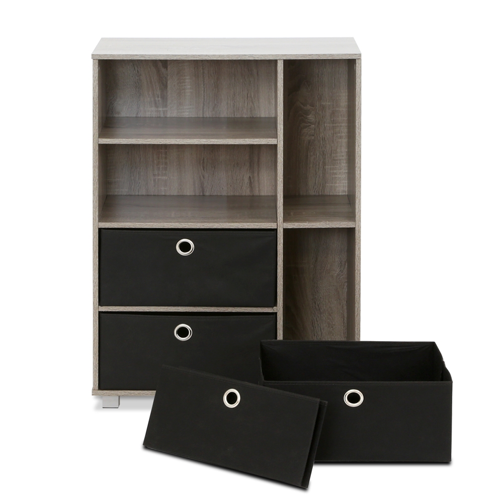 Multipurpose Storage Cabinet w/4 Bin-Type Drawers, French Oak Grey/Black. Picture 8
