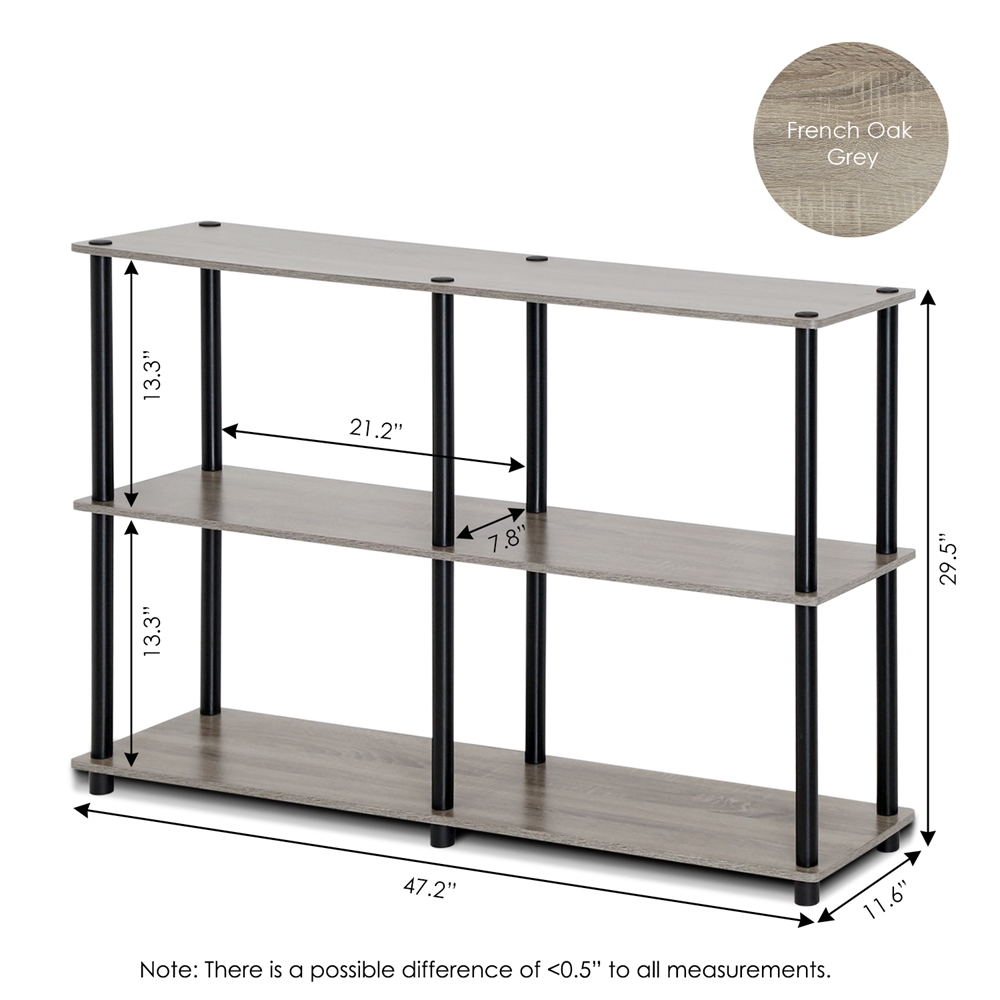 Turn-N-Tube 3-Tier Double Size Storage Display Rack, French Oak Grey/Black. Picture 2