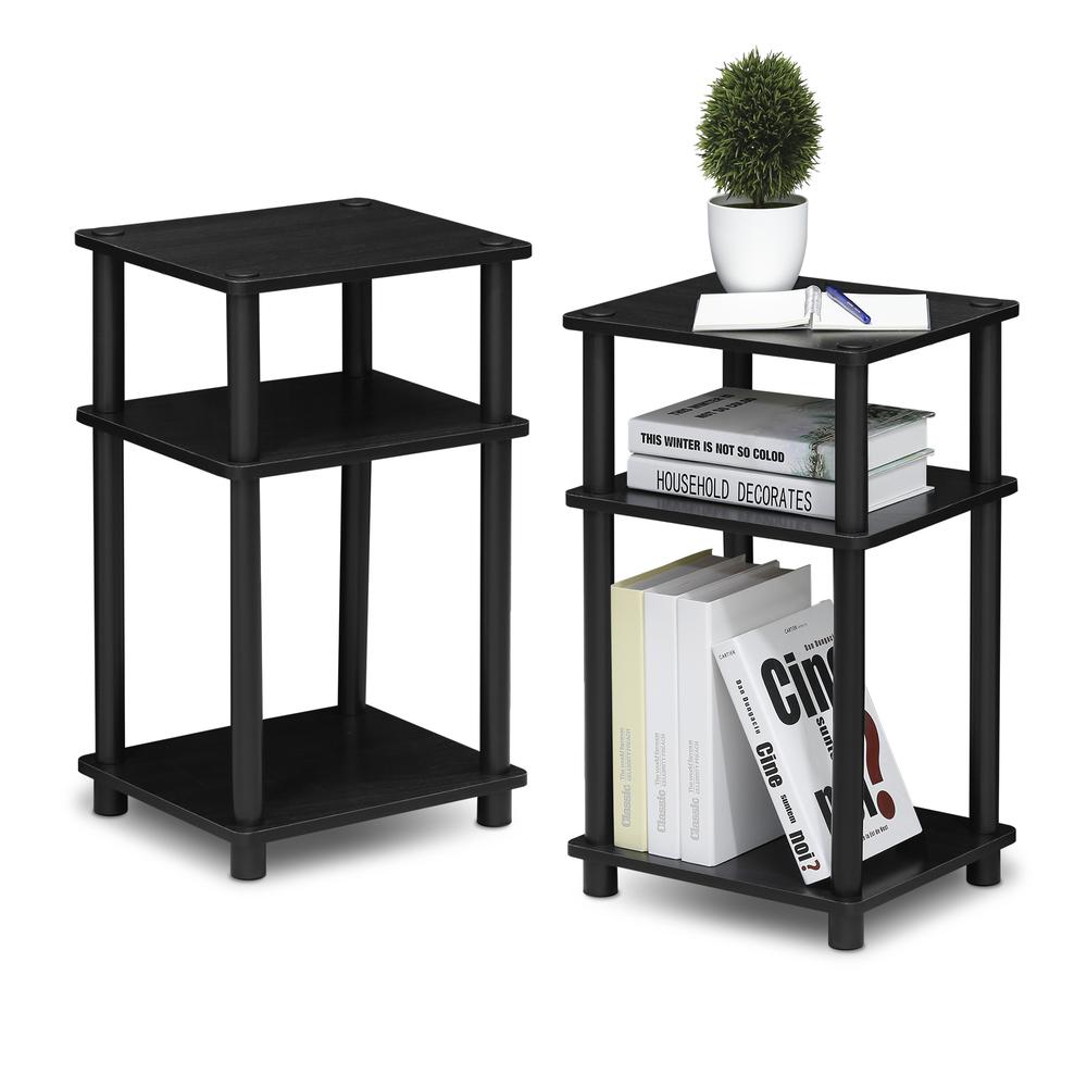 Furinno Just 3-Tier Turn-N-Tube End Table 2-Pack, Americano/Black. Picture 3