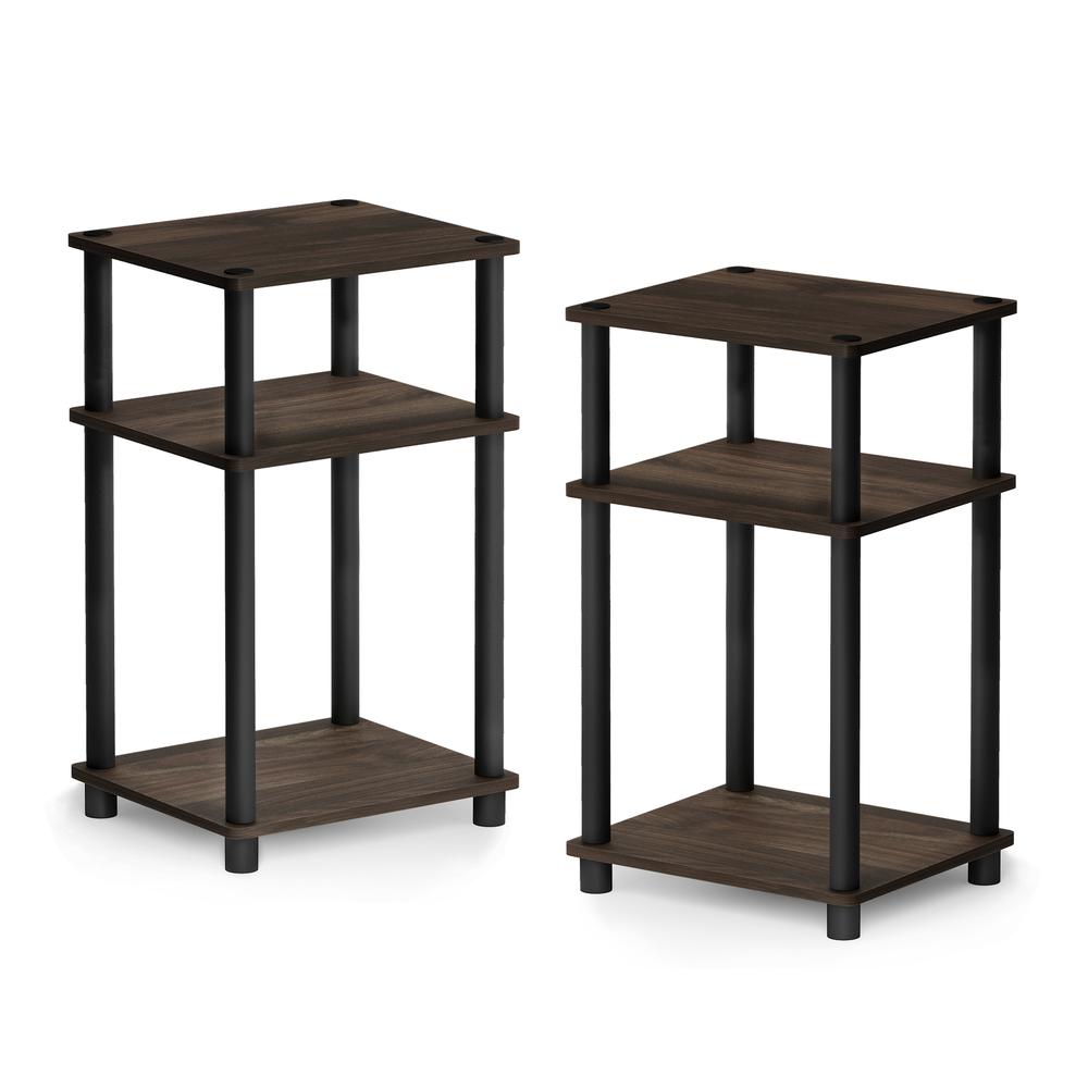 Furinno Just 3-Tier Turn-N-Tube End Table 2-Pack, Columbia Walnut/Brown. Picture 1