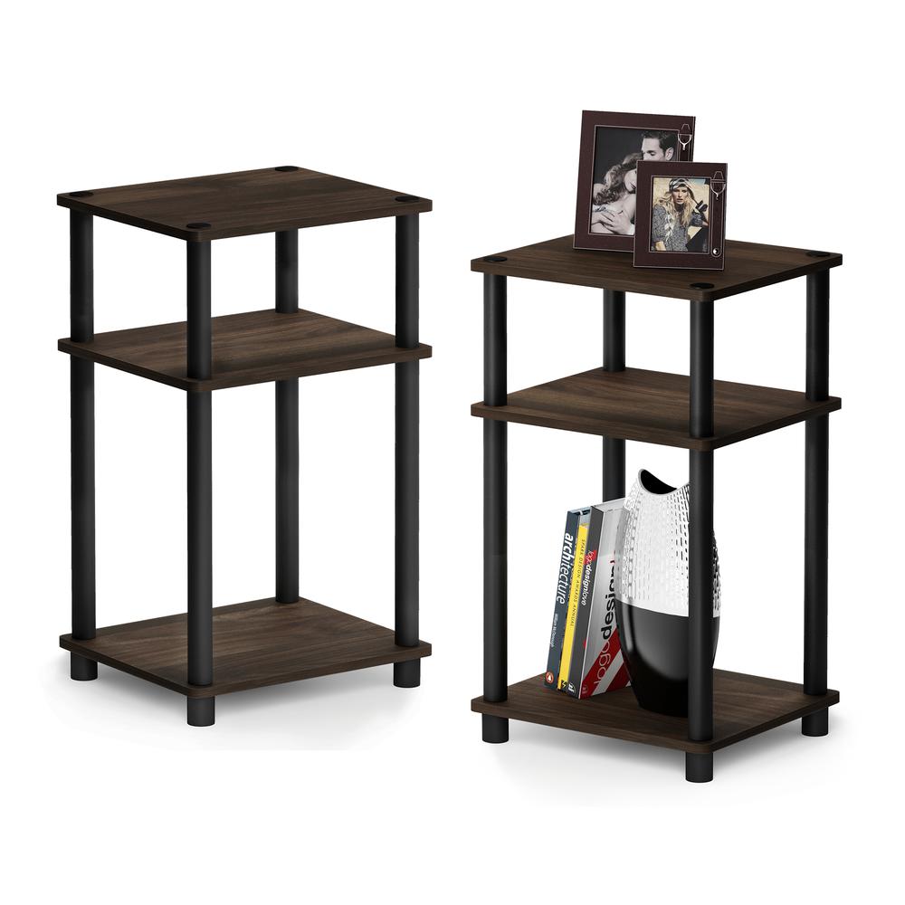 Furinno Just 3-Tier Turn-N-Tube End Table 2-Pack, Columbia Walnut/Brown. Picture 3