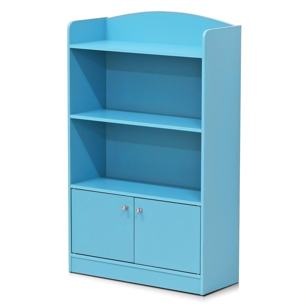 KidKanac Bookshelf with Storage Cabinet, Light Blue. Picture 1