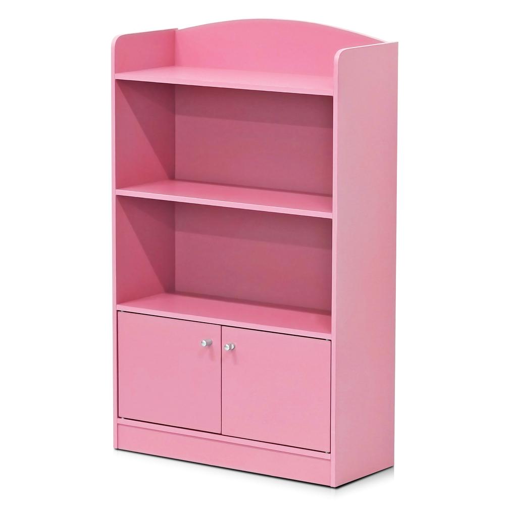 KidKanac Bookshelf with Storage Cabinet, Pink. Picture 1
