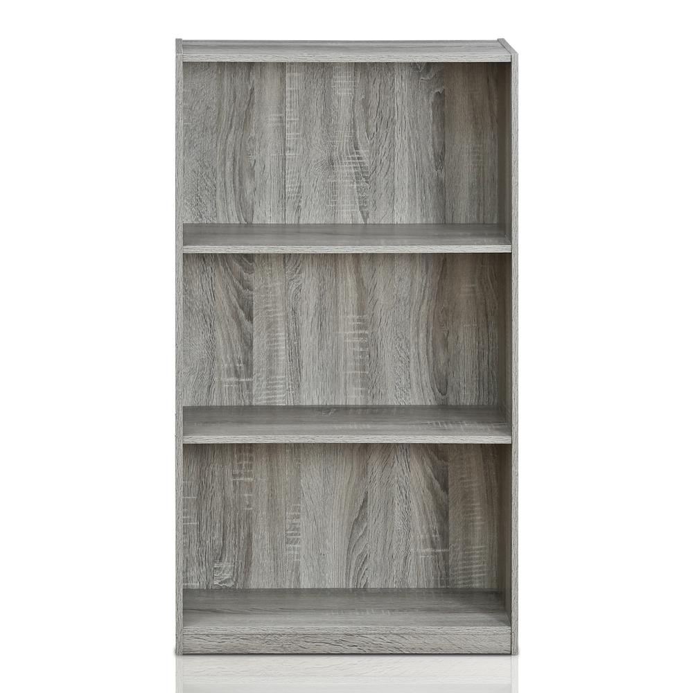 Furinno Basic 3-Tier Bookcase Storage Shelves, French Oak Grey, 99736GYW. Picture 3