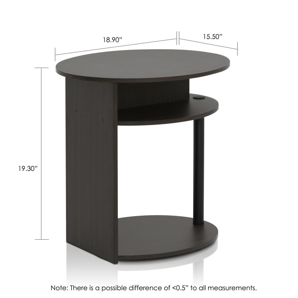 Furinno JAYA Simple Design Oval End Table Set of 2, Walnut, 2-15080WNBK. Picture 2