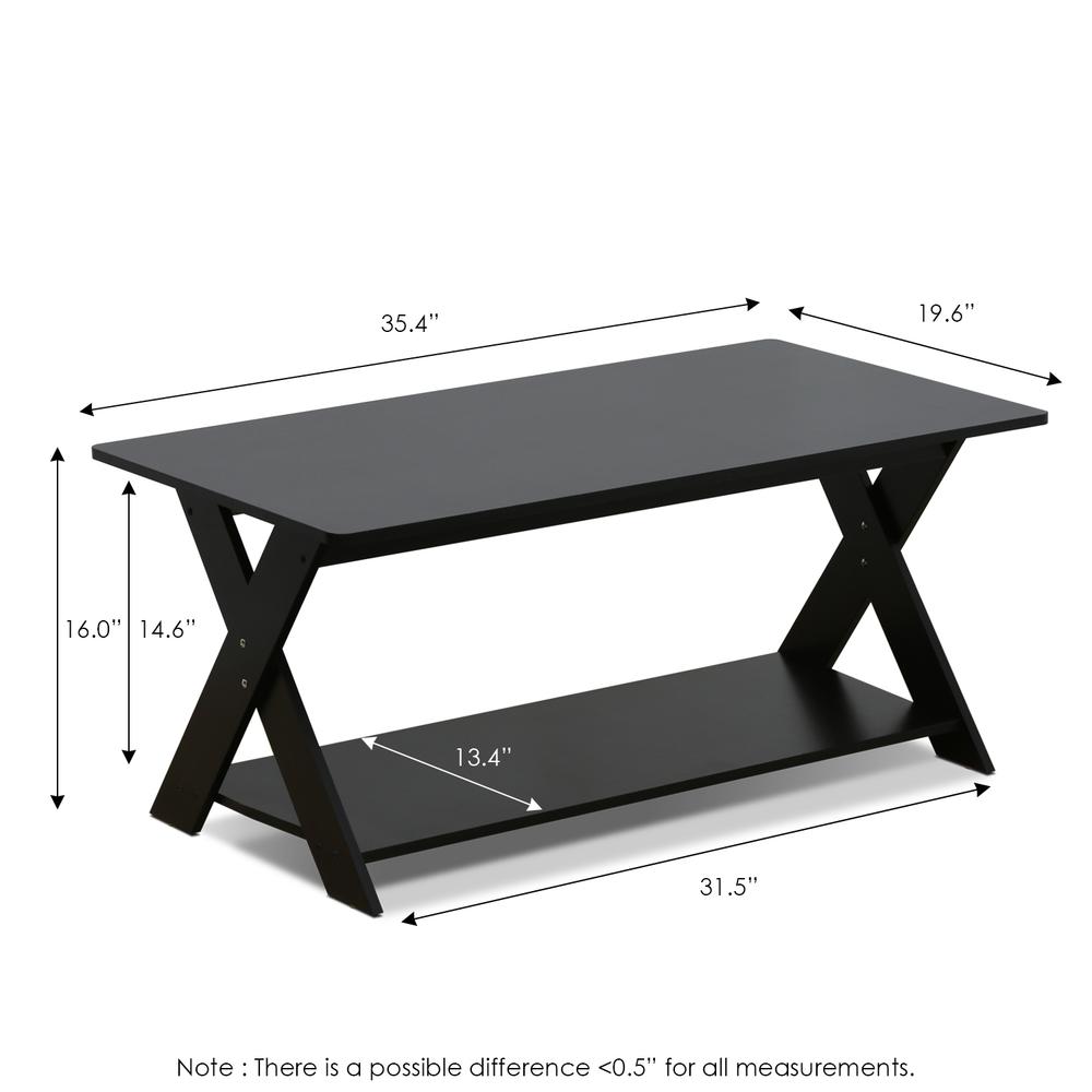Furinno Modern Simplistic Criss-Crossed Coffee Table, Espresso. Picture 2