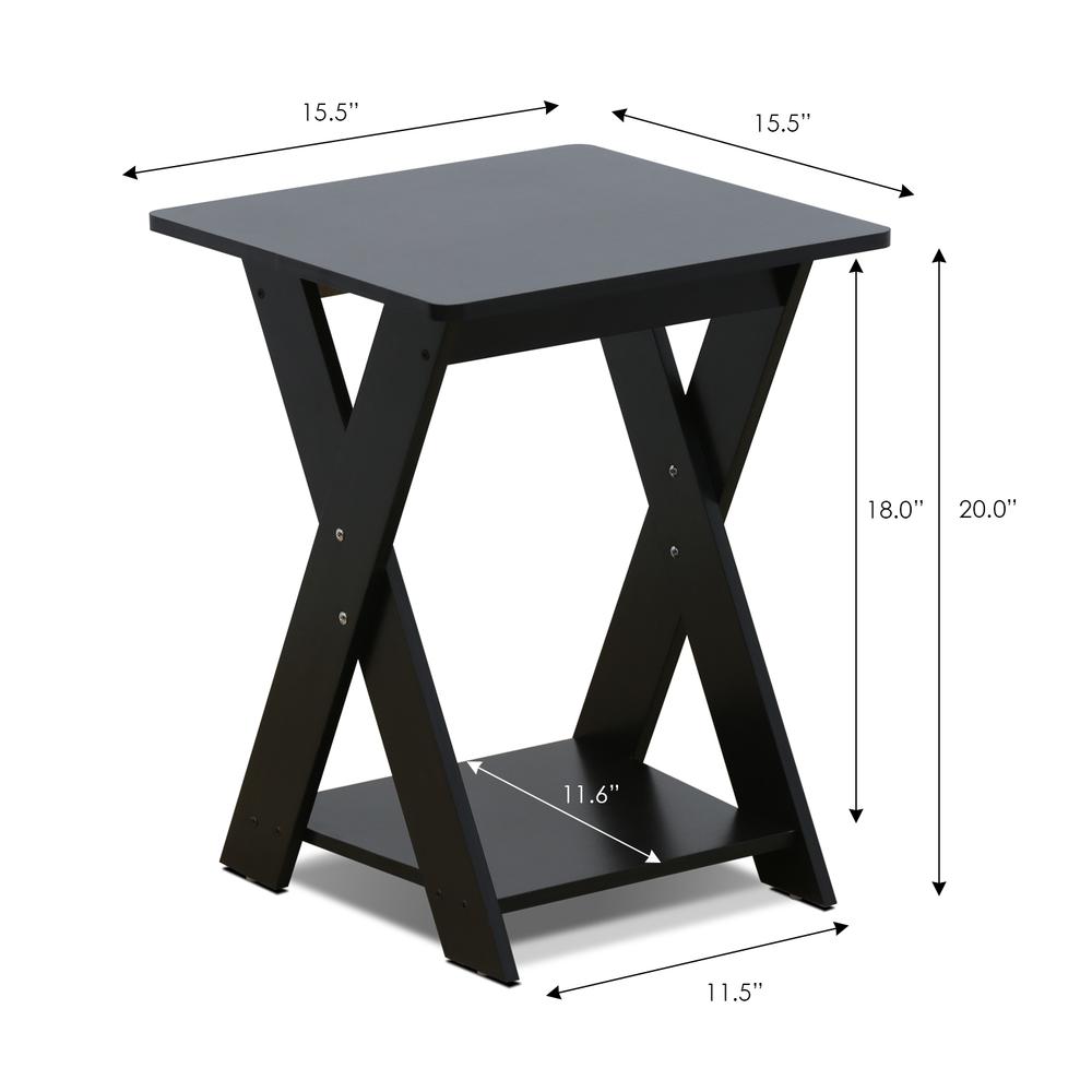 Furinno Modern Simplistic Criss-Crossed End Table, Set of 2, Espresso. Picture 2
