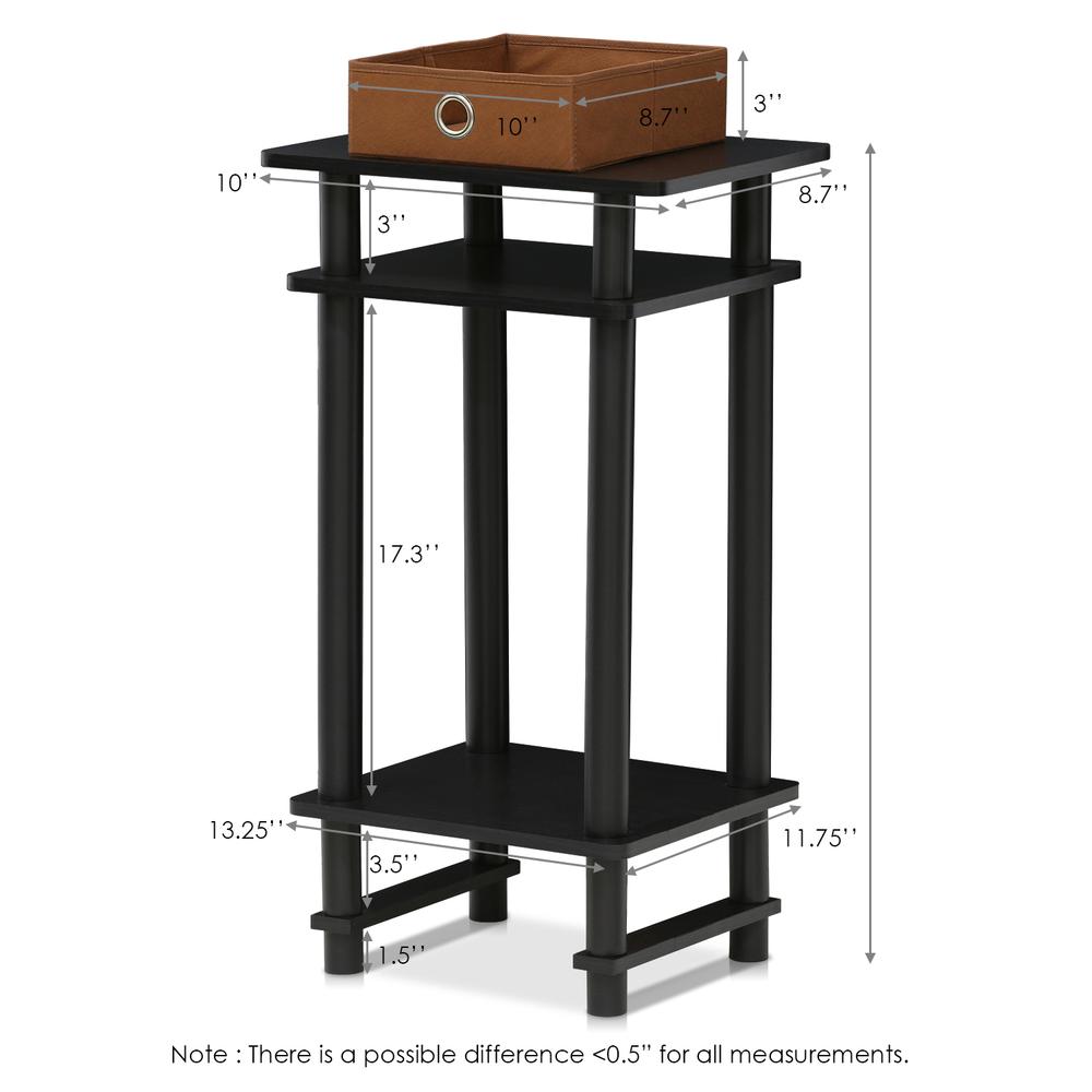 Furinno 17017 Turn-N-Tube Tall End Table with Bin, Espresso/Brown. Picture 2