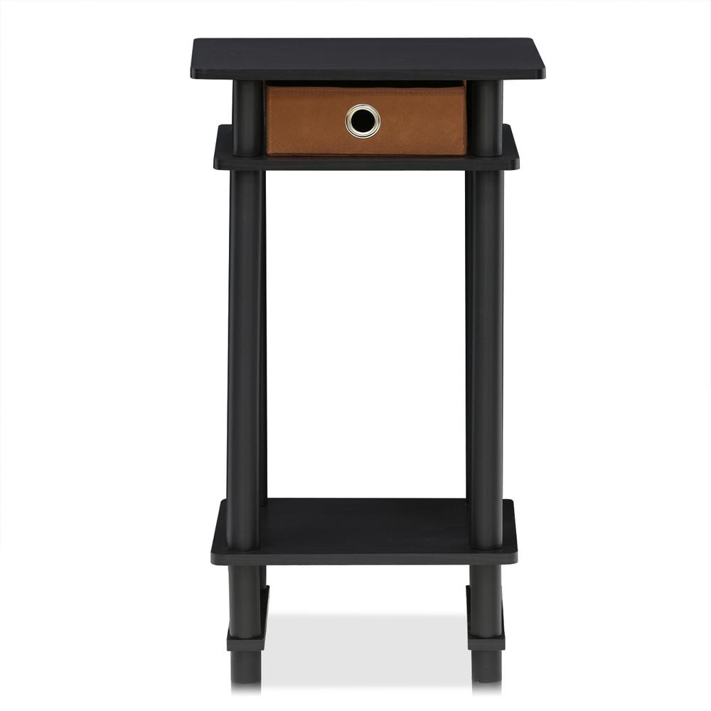 Furinno 17017 Turn-N-Tube Tall End Table with Bin, Espresso/Brown. Picture 3