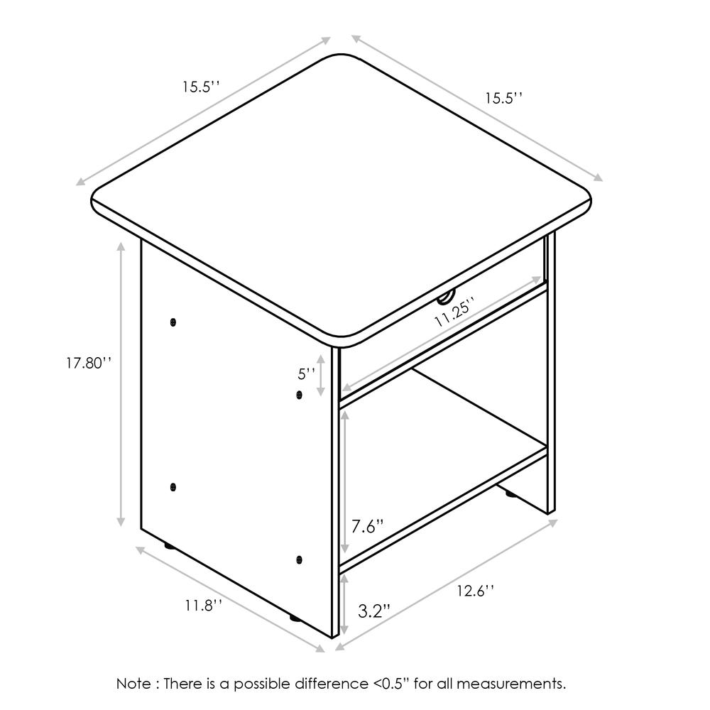 Furinno 10004DWN End Table/ Night Stand Storage Shelf with Bin Drawer, Dark Walnut. Picture 2