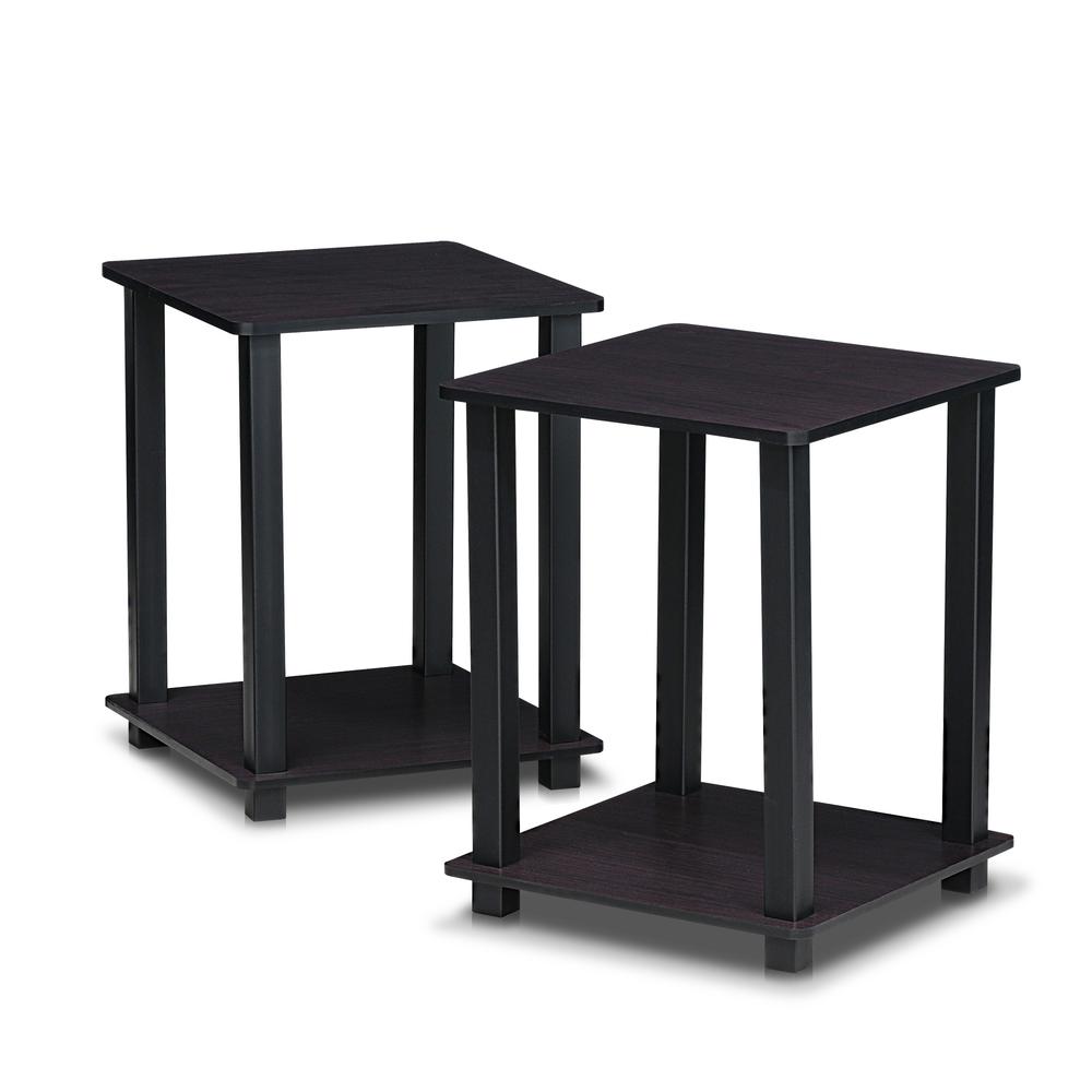 Furinno 12127DWN Simplistic End Table, Set of Two, Dark Walnut. Picture 1