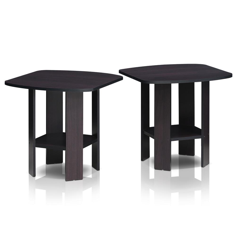 Furinno 2-11180DWN Simple Design End Table Set of Two, Dark Walnut. Picture 3