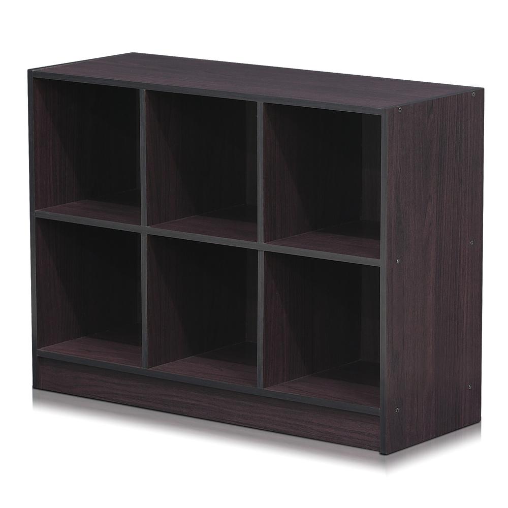 Furinno 99940DWN Basic 3x2 Bookcase Storage w/Bins, Dark Walnut. Picture 3
