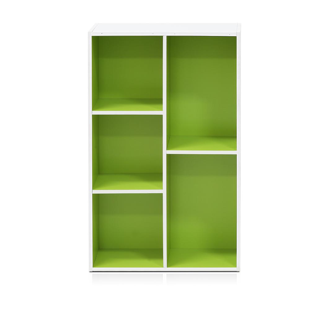 Furinno Luder 5-Cube Reversible Open Shelf, White/Green. Picture 3