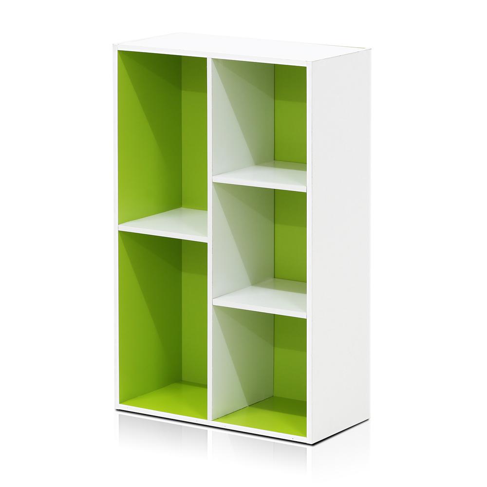 Furinno Luder 5-Cube Reversible Open Shelf, White/Green. Picture 4