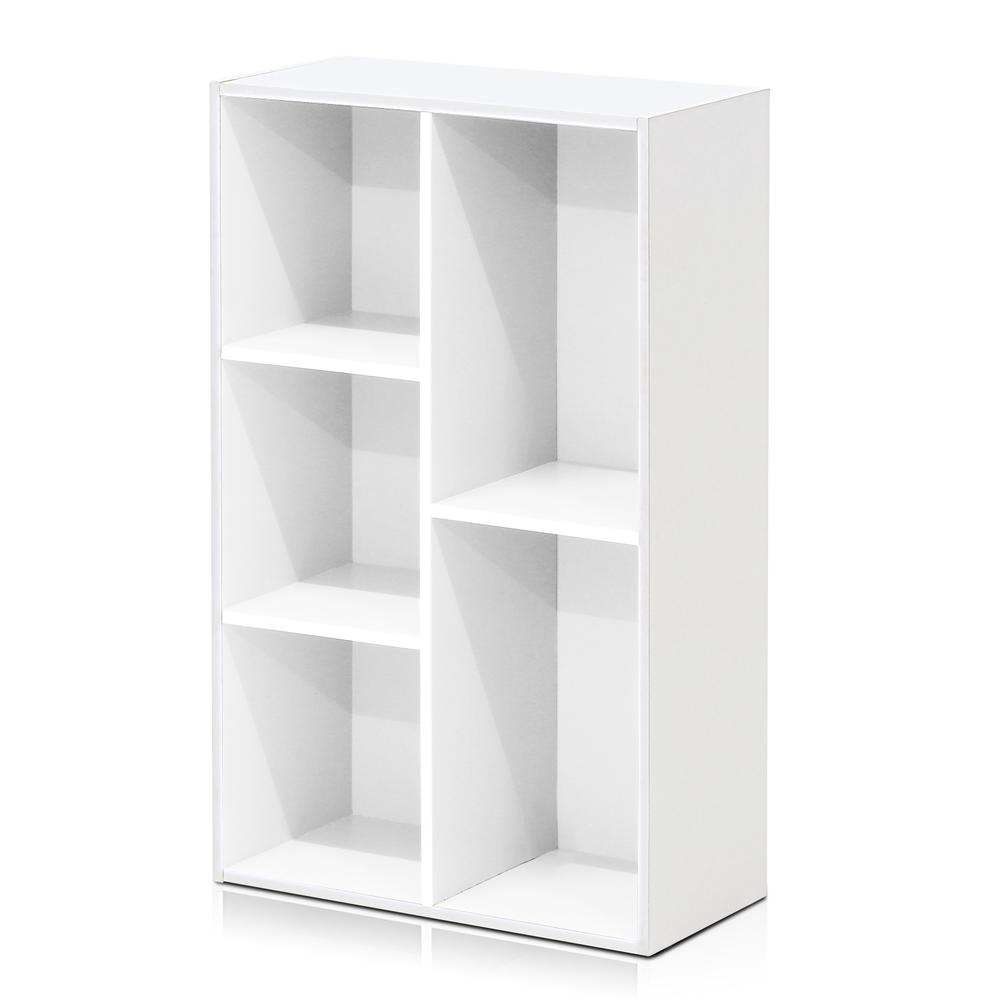 Furinno Luder 5-Cube Reversible Open Shelf, White. Picture 1