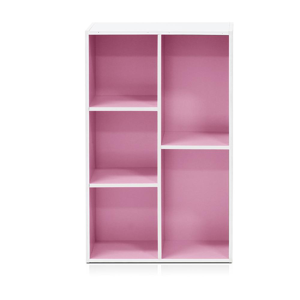 Furinno Luder 5-Cube Reversible Open Shelf, White/Pink. Picture 3