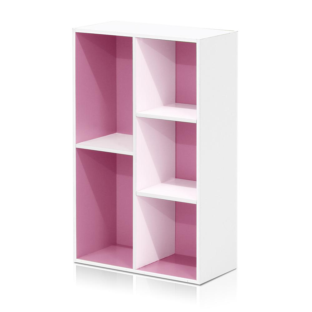 Furinno Luder 5-Cube Reversible Open Shelf, White/Pink. Picture 4