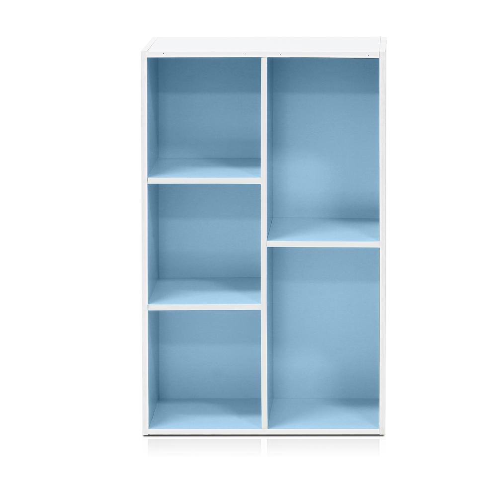 Furinno Luder 5-Cube Reversible Open Shelf, White/Light Blue. Picture 3