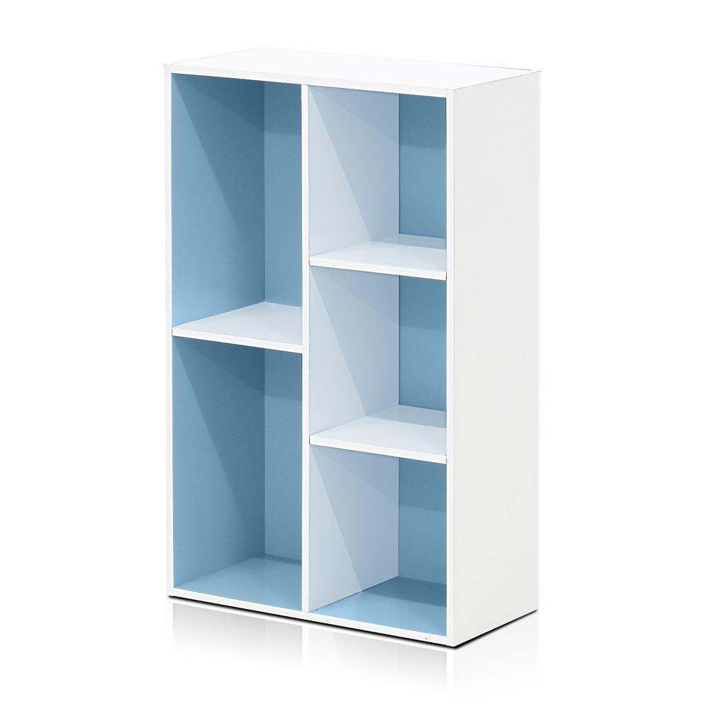 Furinno Luder 5-Cube Reversible Open Shelf, White/Light Blue. Picture 4
