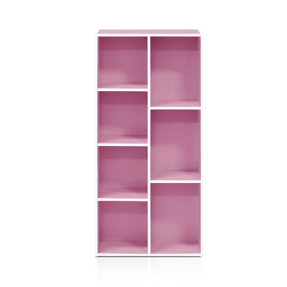 Furinno Luder 7-Cube Reversible Open Shelf, White/Pink. Picture 3