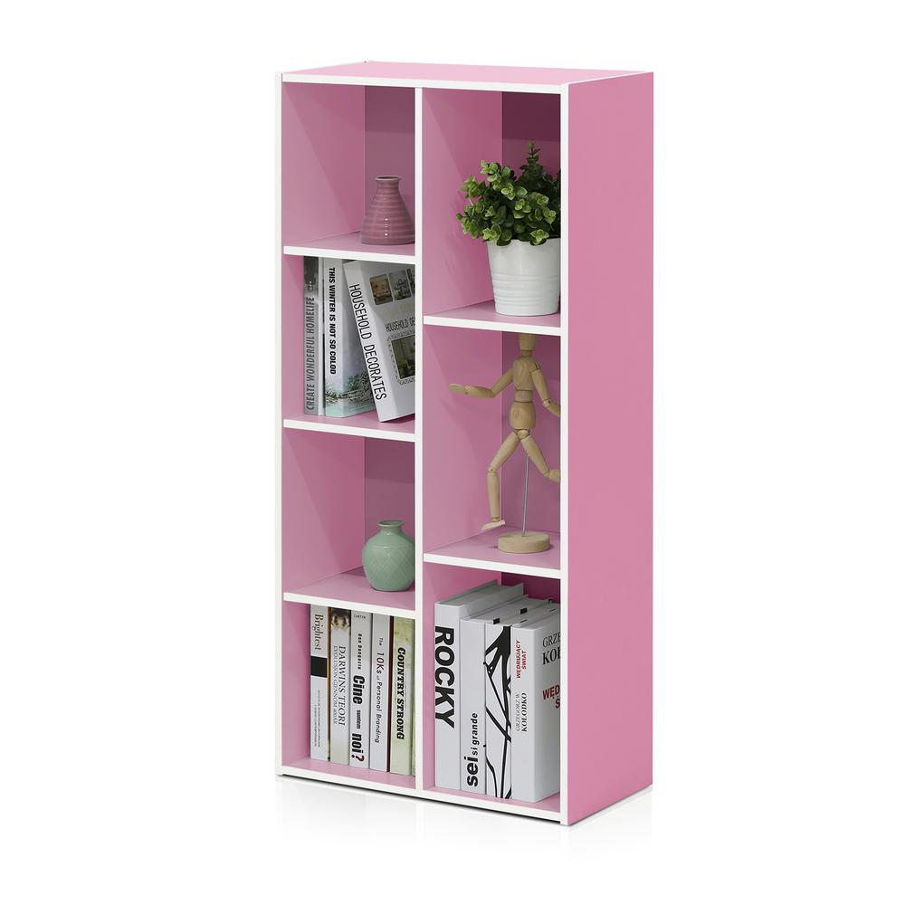 Furinno Luder 7-Cube Reversible Open Shelf, White/Pink. Picture 4