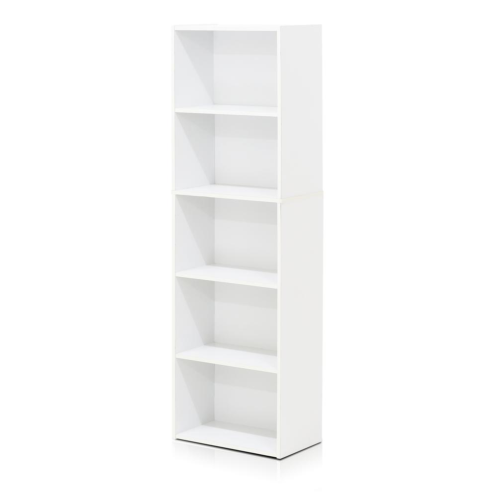 Furinno Luder 5-Tier Reversible Color Open Shelf Bookcase - White. Picture 1