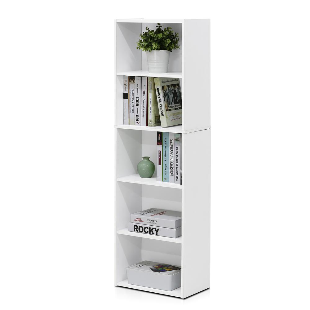 Furinno Luder 5-Tier Reversible Color Open Shelf Bookcase - White. Picture 4