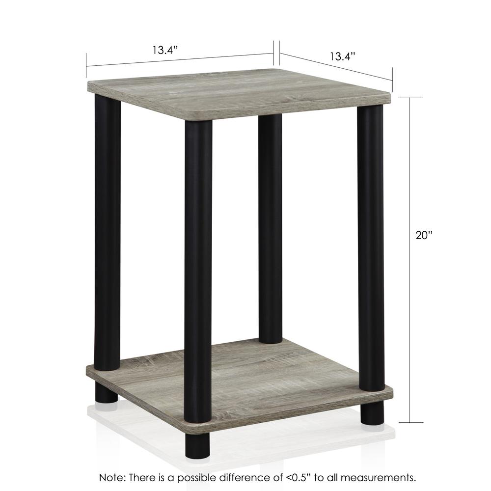 Furinno 2-99800GYW/BK Turn-N-Tube End Table, French Oak Grey/Black, Set of 2. Picture 2