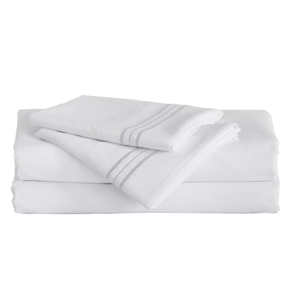 Furinno Angeland Vienne 3-Piece Microfiber Bed Sheet Set, Twin XL, White. Picture 1
