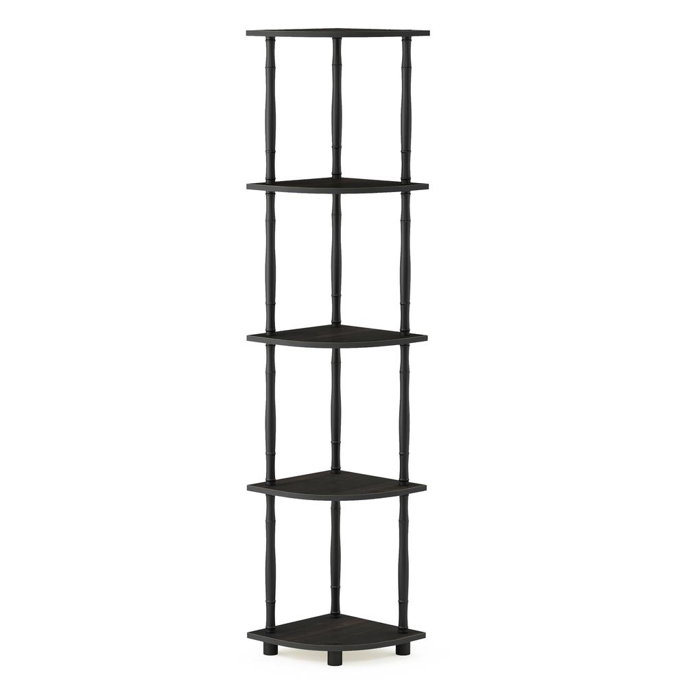 Furinno Turn-N-Tube 5 Tier Corner Display Rack Multipurpose Shelving Unit with Classic Tubes, Espresso/Black. Picture 1